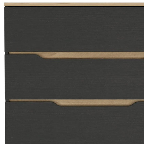 Homeroots 32" Natural And Black Four Drawer Dresser  Manufactured Wood 543993