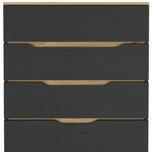 Homeroots 32" Natural And Black Four Drawer Dresser  Manufactured Wood 543993