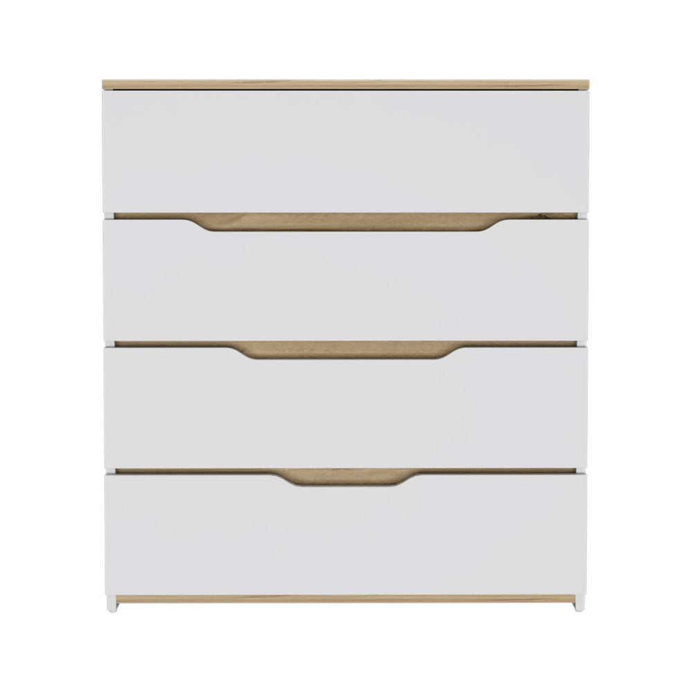 Homeroots 32" White And Natural Four Drawer Dresser  Manufactured Wood 543994