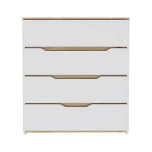 Homeroots 32" White And Natural Four Drawer Dresser  Manufactured Wood 543994