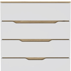 Homeroots 32" White And Natural Four Drawer Dresser  Manufactured Wood 543994