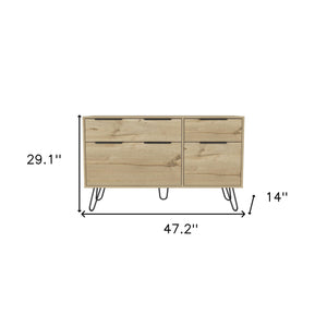 Homeroots 47" Natural Four Drawer Double Dresser  Manufactured Wood 543995