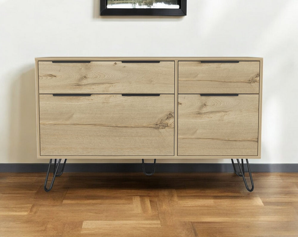 Homeroots 47" Natural Four Drawer Double Dresser  Manufactured Wood 543995