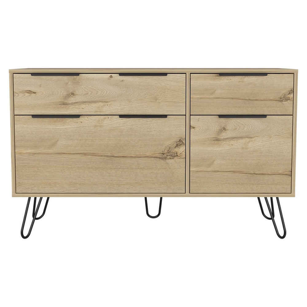 Homeroots 47" Natural Four Drawer Double Dresser  Manufactured Wood 543995