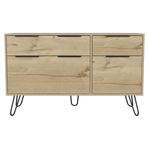 Homeroots 47" Natural Four Drawer Double Dresser  Manufactured Wood 543995
