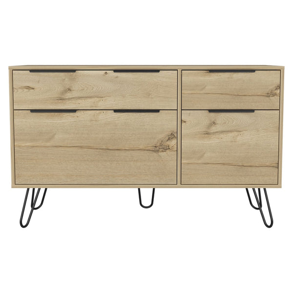 Homeroots 47" Natural Four Drawer Double Dresser  Manufactured Wood 543995