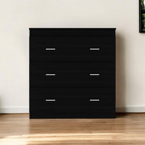 Homeroots 32" Black Three Drawer Dresser  Manufactured Wood 543996