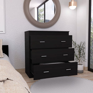 Homeroots 32" Black Three Drawer Dresser  Manufactured Wood 543996