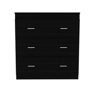Homeroots 32" Black Three Drawer Dresser  Manufactured Wood 543996