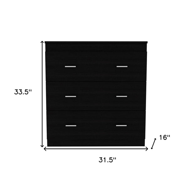 Homeroots 32" Black Three Drawer Dresser  Manufactured Wood 543996
