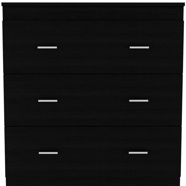Homeroots 32" Black Three Drawer Dresser  Manufactured Wood 543996