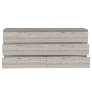 Homeroots 61" Light Gray Six Drawer Double Dresser  Manufactured Wood 543998