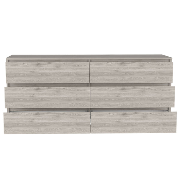 Homeroots 61" Light Gray Six Drawer Double Dresser  Manufactured Wood 543998