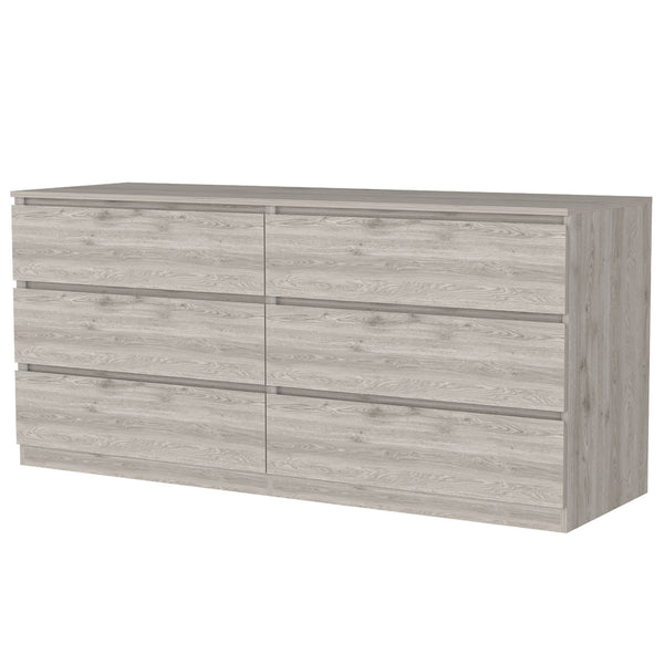 Homeroots 61" Light Gray Six Drawer Double Dresser  Manufactured Wood 543998