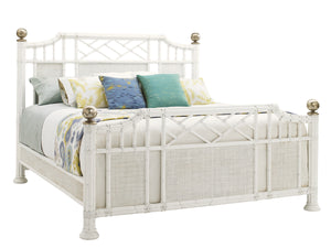 Lexington Tommy Bahama Home Pritchards Bay Panel Bed - Elegant Island-inspired Design With Leather-wrapped Rattan & Raffia Accents Somers Isle  543-134c