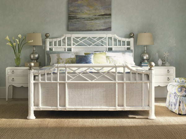 Lexington Tommy Bahama Home Pritchards Bay Panel Bed - Elegant Island-inspired Design With Leather-wrapped Rattan & Raffia Accents Somers Isle  543-134c