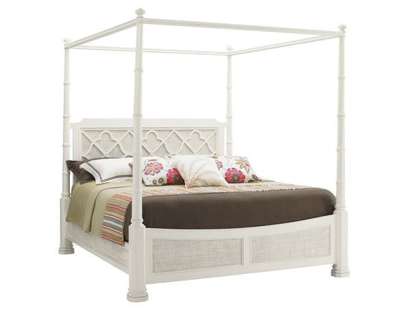 Lexington Tommy Bahama Home Southampton Poster Bed: Elegant Quatrefoil Design With Woven Raffia For A Stylish Island Retreat Somers Isle  543-174c