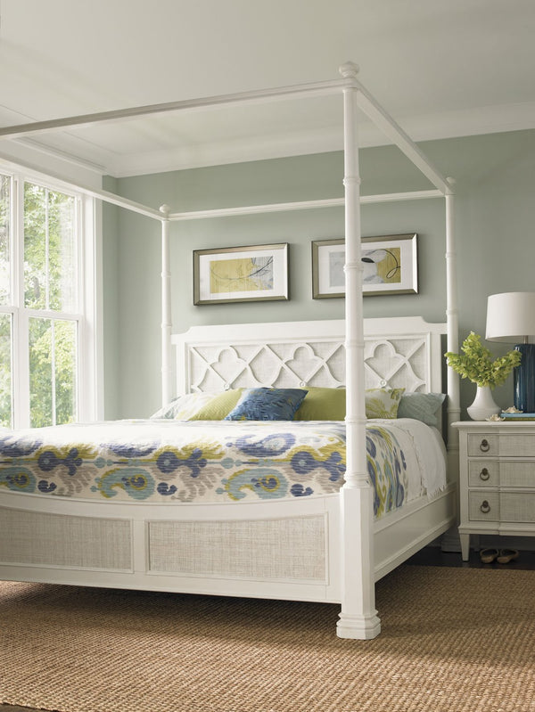 Lexington Tommy Bahama Home Southampton Poster Bed: Elegant Quatrefoil Design With Woven Raffia For A Stylish Island Retreat Somers Isle  543-174c