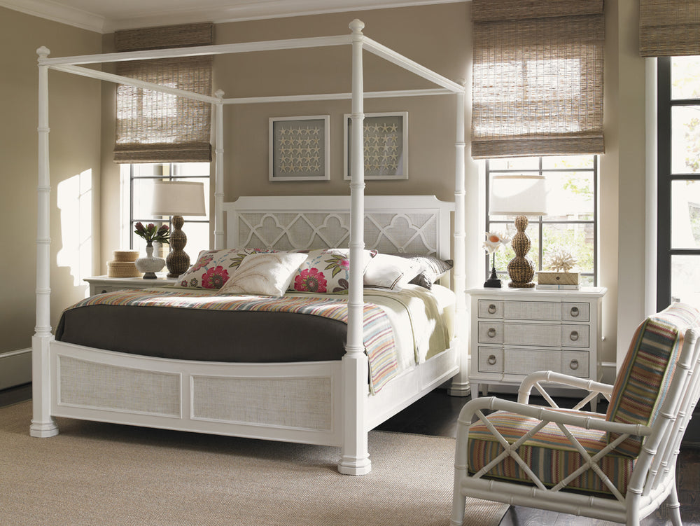 Lexington Tommy Bahama Home Southampton Poster Bed: Elegant Quatrefoil Design With Woven Raffia For A Stylish Island Retreat Somers Isle  543-174c