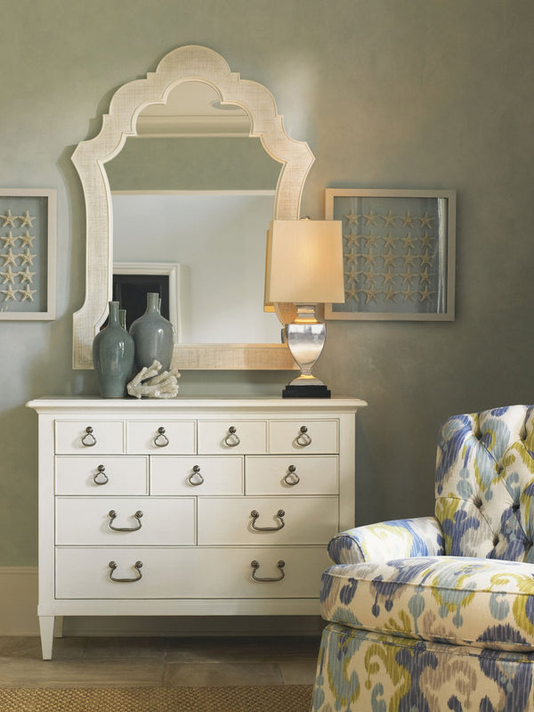Lexington Tommy Bahama Home Sandys Mirror - Elegant Quatrefoil Design With Woven Raffia And Coastal Colors For Chic Interiors Somers Isle  543-204