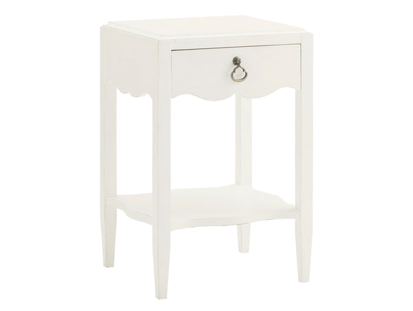 Lexington Tommy Bahama Home Water Street Bedside Table - Elegant Island-inspired Design With Quatrefoil Accents And Storage Shelf Somers Isle  543-622