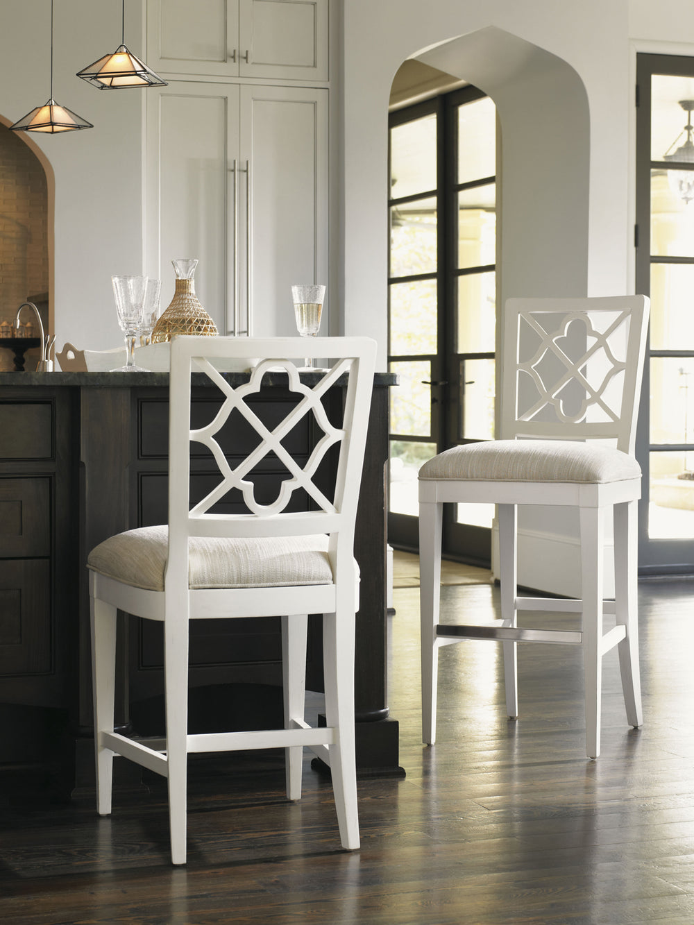 Lexington Tommy Bahama Home Newstead Bar Stool - Elegant Quatrefoil Design With Bamboo Accents For Casual Island Living Charm Somers Isle  543-816-01