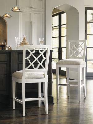 Lexington Tommy Bahama Home Newstead Bar Stool - Elegant Quatrefoil Design With Bamboo Accents For Casual Island Living Charm Somers Isle  543-816-01