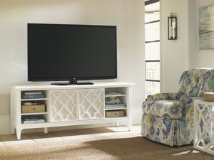 Lexington Tommy Bahama Home Wharf Street Media Console - Elegant Quatrefoil Design With Raffia Accents For Island-inspired Living Somers Isle  543-907