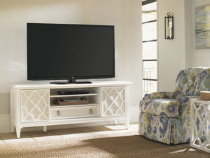 Lexington Tommy Bahama Home Wharf Street Media Console - Elegant Quatrefoil Design With Raffia Accents For Island-inspired Living Somers Isle  543-907