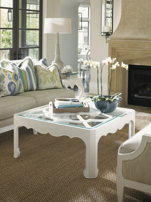 Lexington Tommy Bahama Home Cassava Cocktail Table With Elegant Glass Top And Quatrefoil Design For Stylish Island Living Somers Isle  543-947