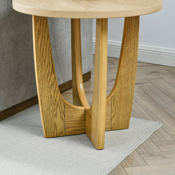 English Elm 25" Mid Century Modern Round End Table - Oak MDF Side Table, Sturdy 130lb Top, Stylish Nightstand W1801P195684
