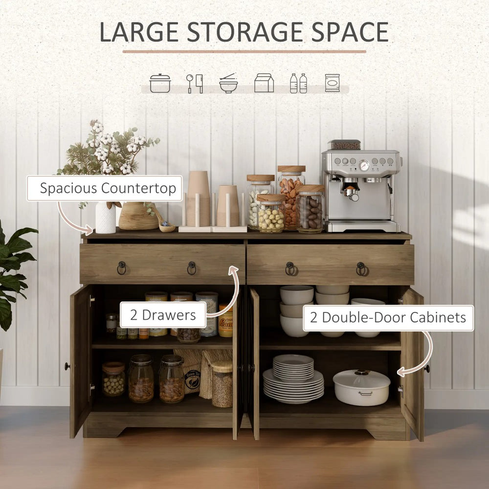 English Elm Kitchen Farmhouse Buffet Cabinet with Sliding Barn Doors Drawers and Adjustable Shelving T3971P397472