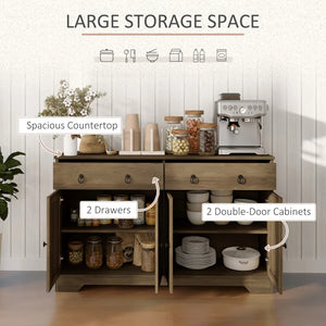 English Elm Kitchen Farmhouse Buffet Cabinet with Sliding Barn Doors Drawers and Adjustable Shelving T3971P397472