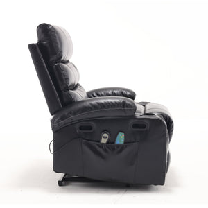 English Elm 21"seat Large Electric Power Lift Recliner Chair with 8-Point Vibration Massage, Lumbar Heat, Remote Control Black 29.52 L x 26.77 W x 20.47 H W2297P264017