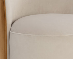 Sunpan CAVOLI Swivel Dining Chair - Modern Elegance in Effie Linen with Smooth Swivel Base for Comfort Taupe 109915V