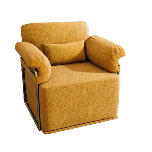 English Elm 360 Degree Square Swivel Accent Chair - Plush Fabric Lounge Armchair With Gold Legs For Modern Spaces W2012P319074
