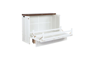 English Elm Murphy Cabinet Bed Full Pine Frame Built in Charging Station Drawer Studio Guest Room W504S00192