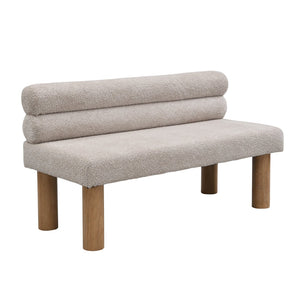 English Elm Upholstered Dining and Entryway Bench with Rubberwood Legs Padded Seat 300 Lb Capacity Light Grey,Natural N779P371712E