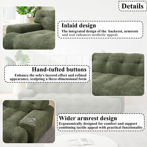 English Elm [video]87.4-inch Cloud Series Chenille Three-seater Sofa with Tufted Square Arms for Living Rooms Green W3505P383949