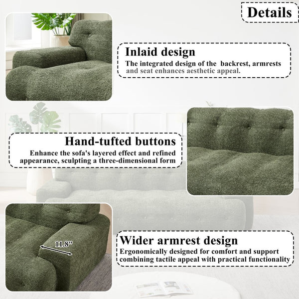 English Elm [video]87.4-inch Cloud Series Chenille Three-seater Sofa with Tufted Square Arms for Living Rooms Green W3505P383949