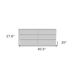 Homeroots 61" White Six Drawer Double Dresser  Manufactured Wood 544000