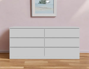 Homeroots 61" White Six Drawer Double Dresser  Manufactured Wood 544000