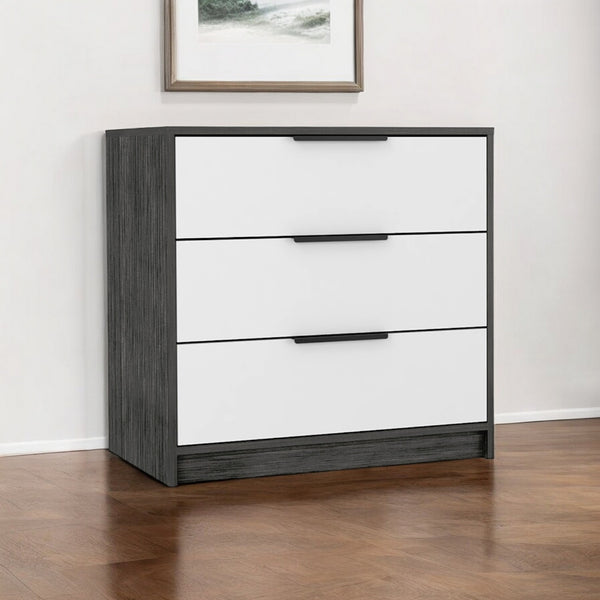 Homeroots 28" White And Gray Three Drawer Dresser  Manufactured Wood 544001