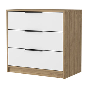 Homeroots 28" White And Natural Three Drawer Dresser  Manufactured Wood 544003