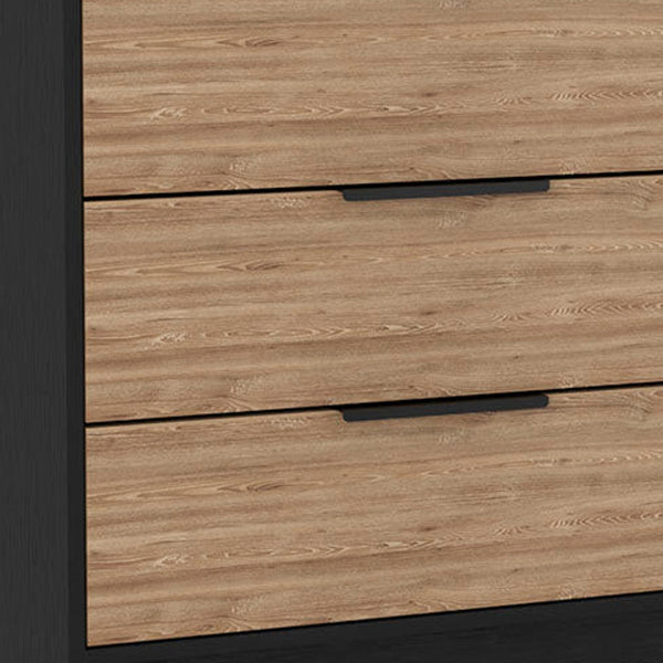 Homeroots 28" Natural And Black Three Drawer Dresser  Manufactured Wood 544005