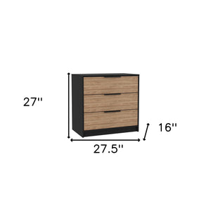 Homeroots 28" Natural And Black Three Drawer Dresser  Manufactured Wood 544005