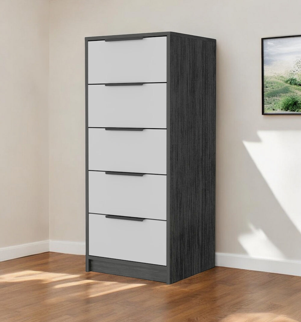 Homeroots 18" White And Gray Five Drawer Standard Chest  Manufactured Wood 544006