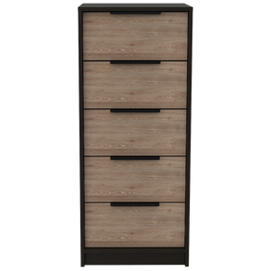 Homeroots 18" Brown And Black Five Drawer Standard Chest  Manufactured Wood 544007