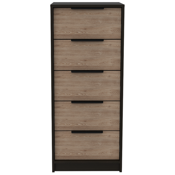 Homeroots 18" Brown And Black Five Drawer Standard Chest  Manufactured Wood 544007