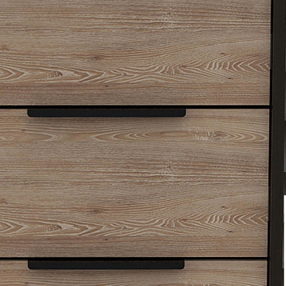 HomeRoots 18" Brown and Black Five Drawer Chest - Stylish Vertical Storage Dresser for Modern Bedrooms 544007
